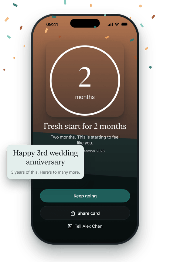 A two-month milestone with confetti, and a happy 3rd wedding anniversary.